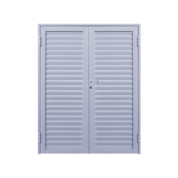 Porta de Giro Veneziana 2 Folhas Alumínio Pintado Branco Sob Medida Linha 25 OGB Esquadrias