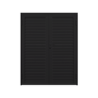 Porta de Giro Veneziana 2 Folhas Alumínio Pintado Preto Sob Medida Linha 25 OGB Esquadrias