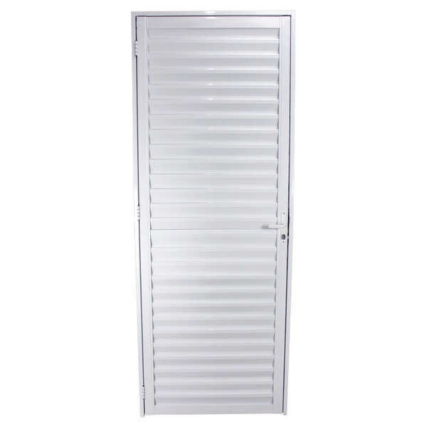 Porta De Giro Veneziana Em Alumínio Branco 210x70x3 Cm Esquer