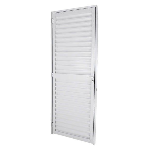 Porta De Giro Veneziana Em Alumínio Branco 210x70x4 Cm Direit