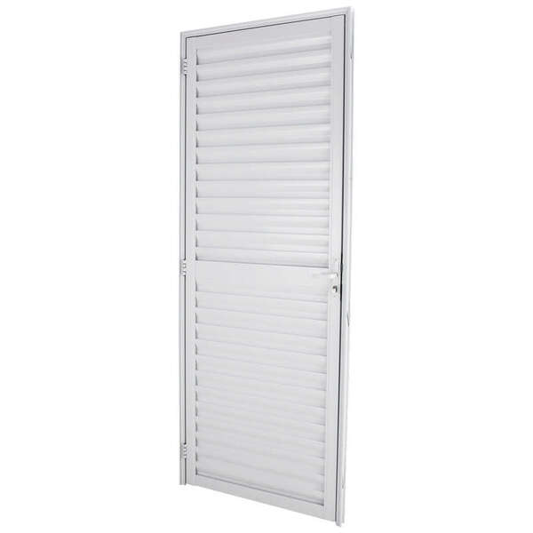 Porta De Giro Veneziana Em Alumínio Branco 210x80x4 Cm Esquer