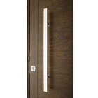 Porta De Lambri 210x80cm Com Textura De Madeira E Puxador Nat