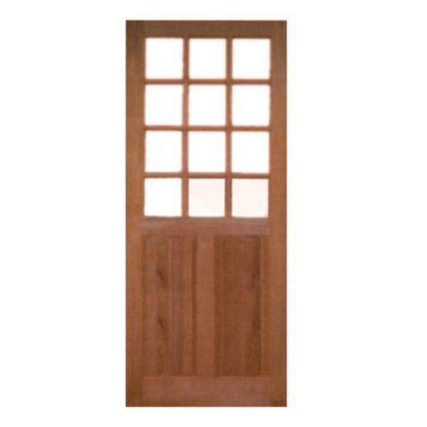 Porta De Madeira 02 Almofadas 12 Vidros Reta Maciça Cedro Ara