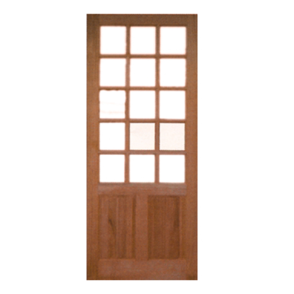 Porta De Madeira 02 Almofadas Reta 15 Vidros Maciça Cedro Ara