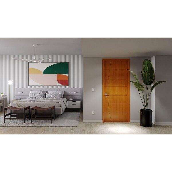 Porta De Madeira 210x72cm Mso Eucaplac Frisada Tivoli Eucatex