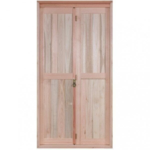 Porta De Madeira Camarão 213x84cm Com Lambris E Marco Batente