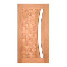 Porta De Madeira Couro Trançado Arco P/vidro Maciça Cedro Ara