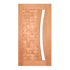 Porta De Madeira Couro Trançado Arco P/vidro Maciça Cedro Ara