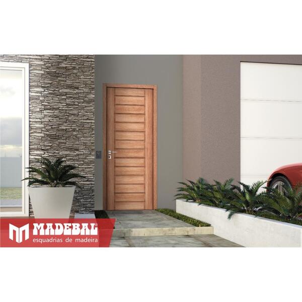 Porta De Madeira Frise 14 Painéis 210x80 Com Marco Regulável