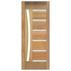 Porta De Madeira Maciça  Com Frisos Metálicos Para Vidro Em A