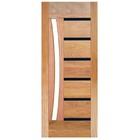 Porta De Madeira Maciça  Com Frisos Preto Para Vidro Em Arco