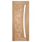 Porta De Madeira Maciça Couro Trançado Para Vidro Em Arco Cas