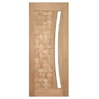 Porta De Madeira Maciça Couro Trançado Para Vidro Em Arco Cas