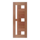 Porta De Madeira Mexicana Horizontal 04 Vidros Maciça Cedro A