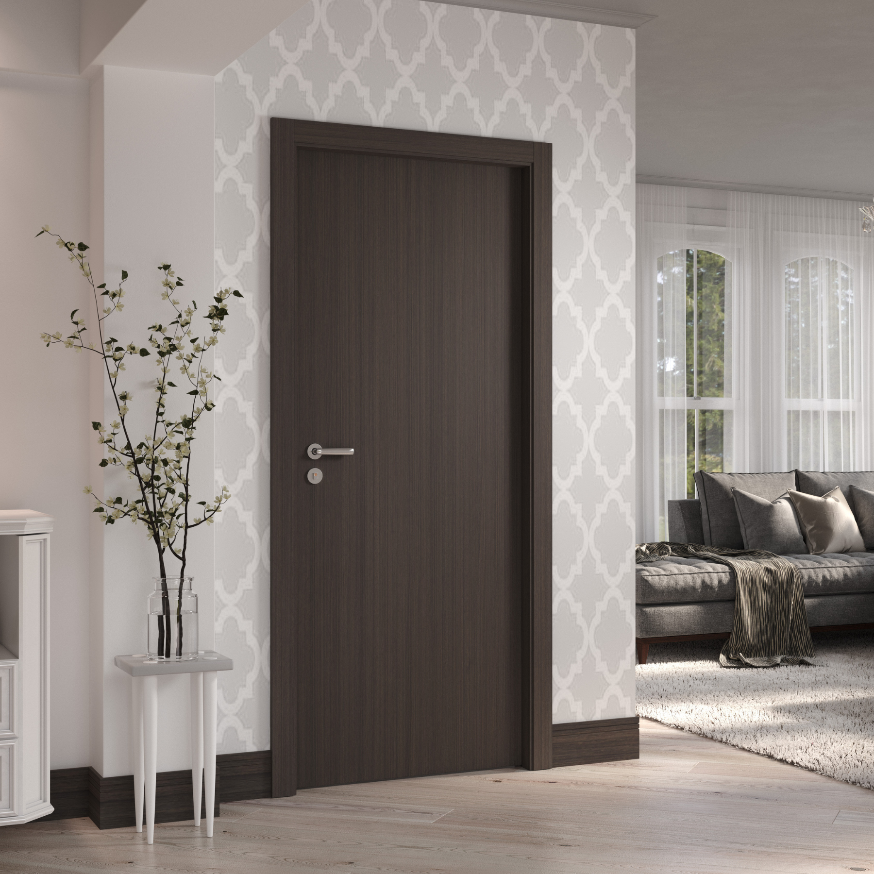 Porta de Madeira de Giro Line Essenziale Concrem Wood