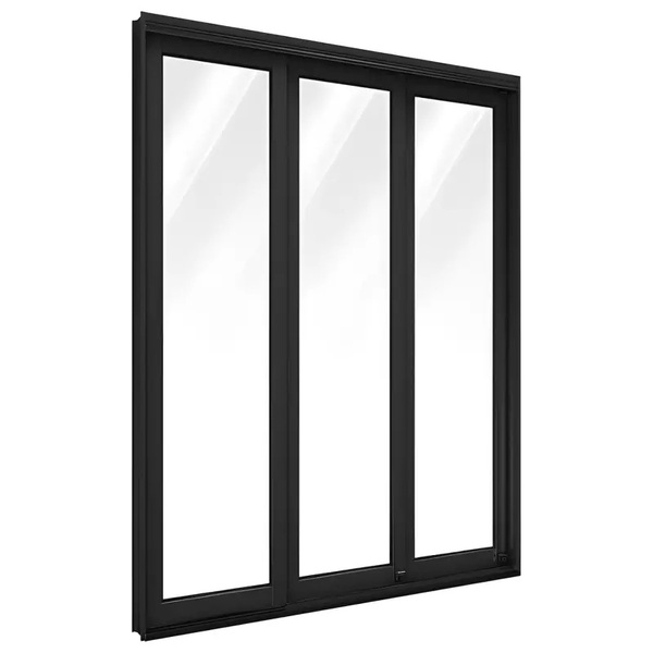 Porta De Sacada De Correr De Alumínio Preto 3 Folhas Móveis C