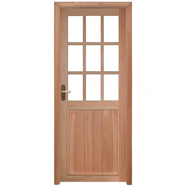 Porta De Vidros De Quadriculados Com Marco Fechadura E Guarni