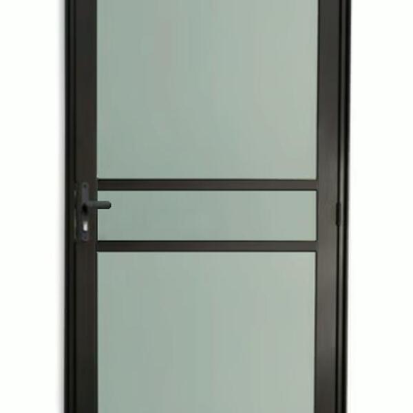 Porta De alumínio 2 Travessas Preto Linha Maxx E - 210x90