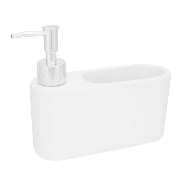 Porta Detergente De Cerâmica Com Suporte Para Esponja Branco