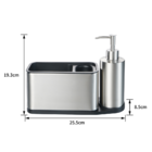 Porta Detergente e Bucha para Pia em Aço Escovado Delinia