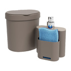 Porta Detergente e Esponja Flat 500ml Cinza Coza