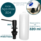 Porta Detergente Preto Fosco Inox 320ml De Embutir Pia Cozinh