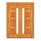 Porta Dupla De Abrir Horizontal Com Visor - Madeira Maciça -
