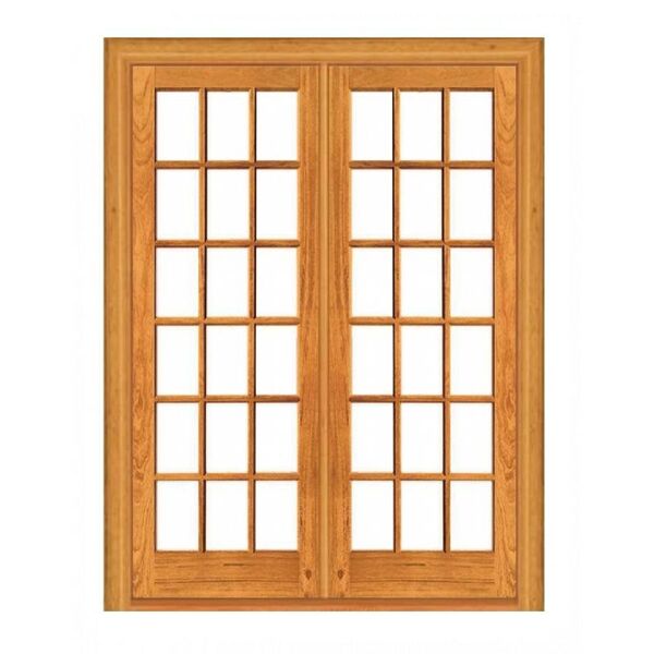 Porta Dupla De Abrir Vidrinho Quadriculado - Madeira Maciça -