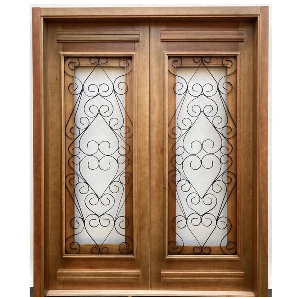 Porta Dupla Madeira Maciça/ferro Completa 166x213x16cm Cedro