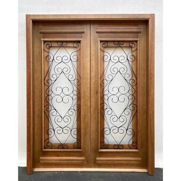 Porta Dupla Madeira Maciça/ferro Completa 166x213x18cm Cedro