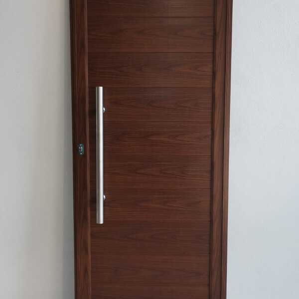 Porta Em Alumínio Lambril Duplo 2,10x 0,70 S/ Vidro - Madeira