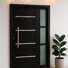 Porta Em Alumínio Lambril Duplo 2,10x 0,80 C/ Vidro - Preto