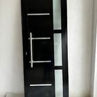 Porta Em Alumínio Lambril Duplo 2,10x 0,80 C/ Vidro - Preto