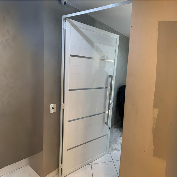 Porta Em Alumínio Lambril Simples 2,10x 1,00 S/ Vidro