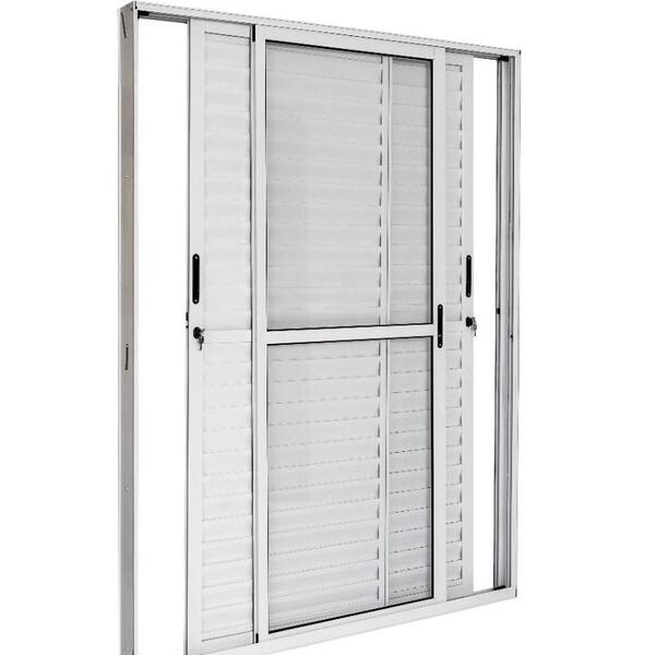 Porta Em Alumínio Veneziana Cristal 03 Folhas Branco - 210x160