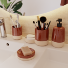 Porta Escova de Dente de Bancada para Banheiro Cerâmica Terra Glaze Sensea