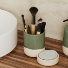 Porta Escova de Dente de Bancada para Banheiro Cerâmica Verde Glaze Sensea