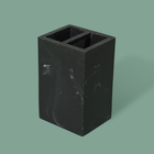 Porta Escova de Dente de Bancada para Banheiro Pedra Preto Marmorizado Oikos