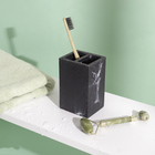 Porta Escova de Dente de Bancada para Banheiro Pedra Preto Marmorizado Oikos