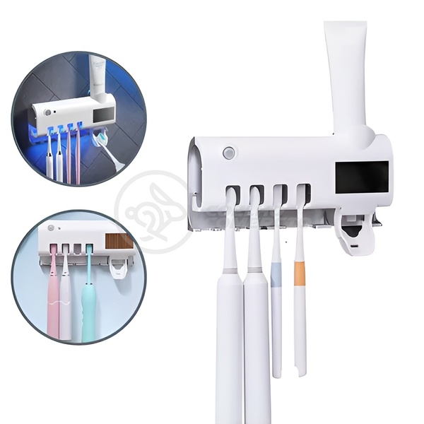 Porta Escova De Dente Com Esterilizador Uv E Aplicador Automá