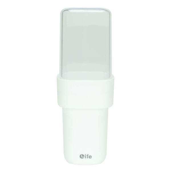 Porta Escova De Dente Com Tampa Acrílico Transparente Branco