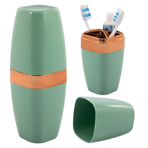 Porta Escova De Dente Creme Dental Banheiro Rosé Gold - Verde