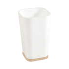 Porta Escova de Dente de Bancada para Banheiro Plástico e Madeira Branco Scandi Sensea