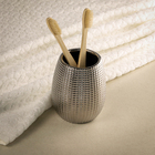 Porta Escova de Dente de Bancada para Banheiro Cerâmica Cromado Queen Sensea