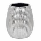 Porta Escova de Dente de Bancada para Banheiro Cerâmica Cromado Queen Sensea