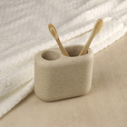 Porta Escova de Dente de Resina Off White Oval Oikos