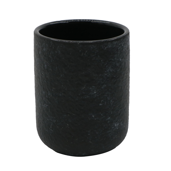 Porta Escova de Dente de Bancada para Banheiro Cerâmica Preto Oikos