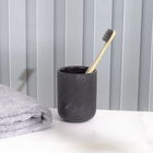 Porta Escova de Dente de Bancada para Banheiro Cerâmica Preto Oikos