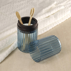 Porta Escova de Dente Plástico Redondo Azul Groove Classic Ou