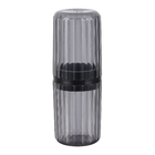 Porta Escova de Dente Plástico Redondo Cinza Groove Classic Ou